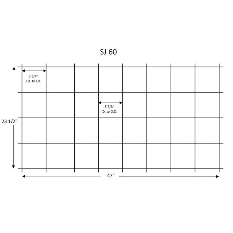 Quarry Tile Rack SJ 60 layout diagram with marked inner opening dimensions
