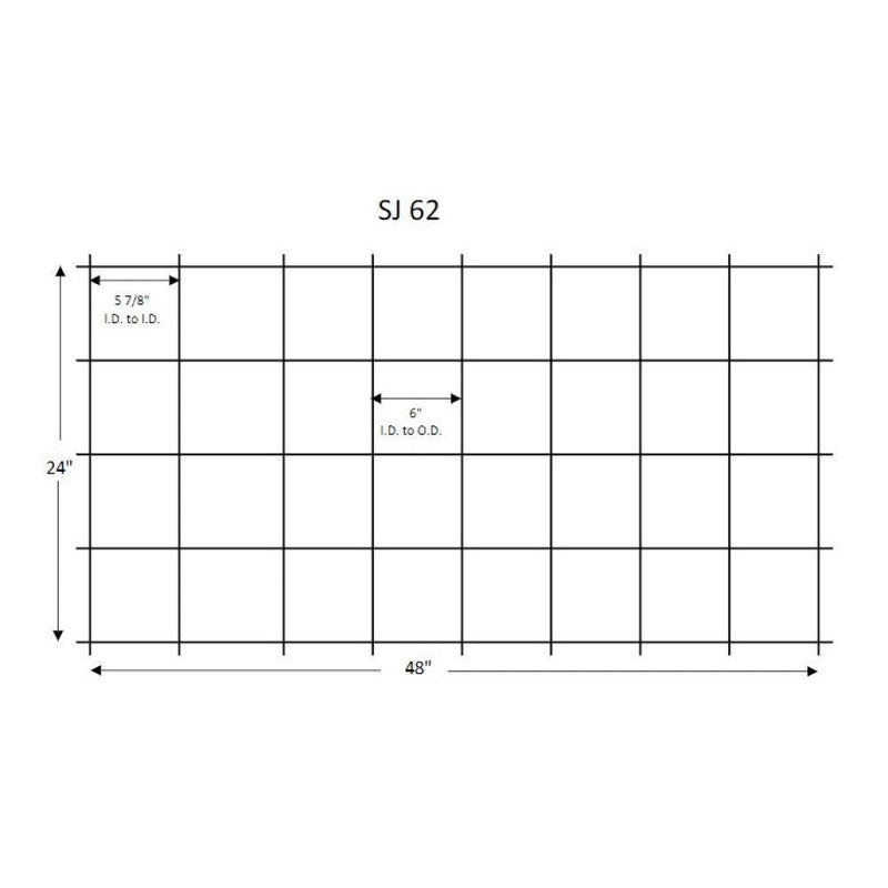 Quarry Tile Rack SJ 62 layout diagram showing grid size and inner opening