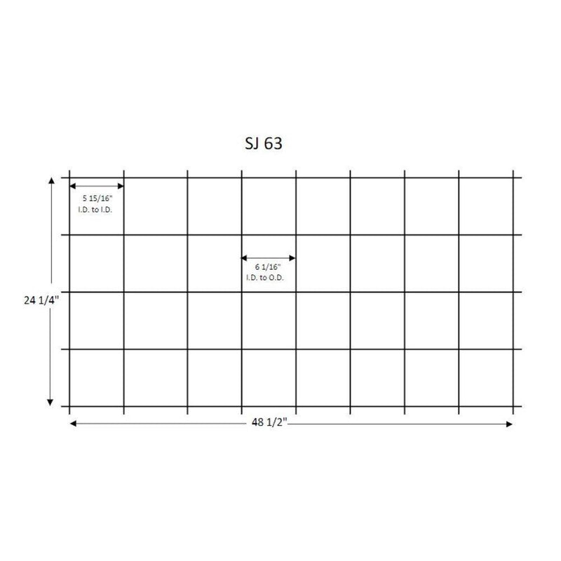 Quarry Tile Rack SJ 63 layout diagram with marked inner opening dimensions