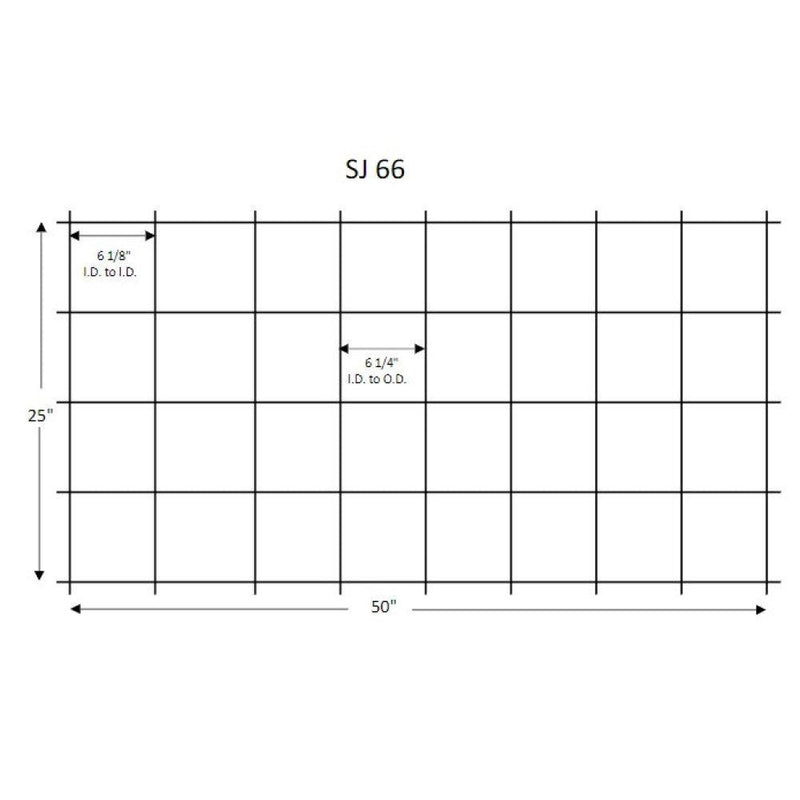 Quarry Tile Rack SJ 66 layout diagram showing overall size and openings