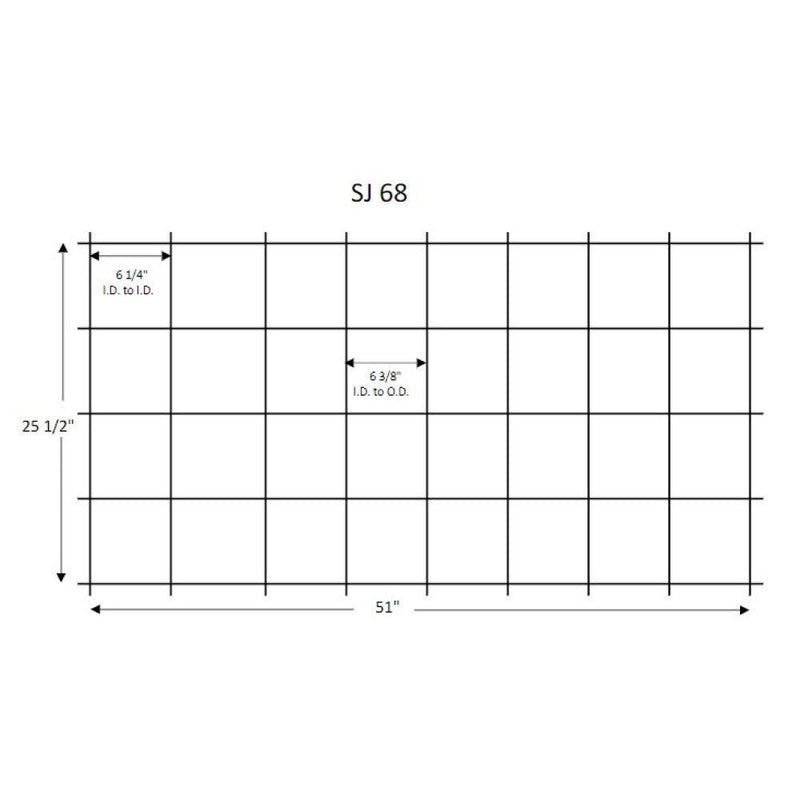 Quarry Tile Rack SJ 68 layout diagram with grid and inner opening measurement