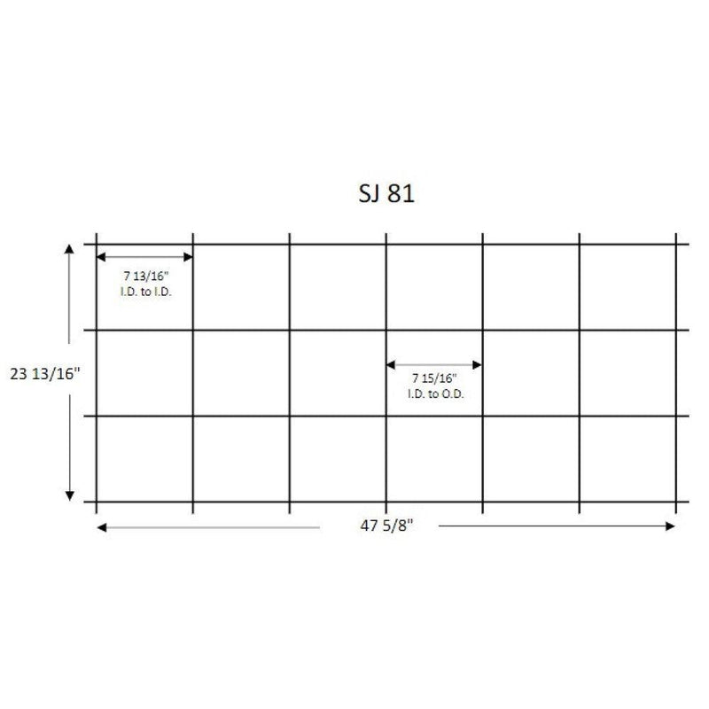 Quarry Tile Rack SJ81 plan: 47 5/8" wide, 23 13/16" tall, 7 15/16" pocket