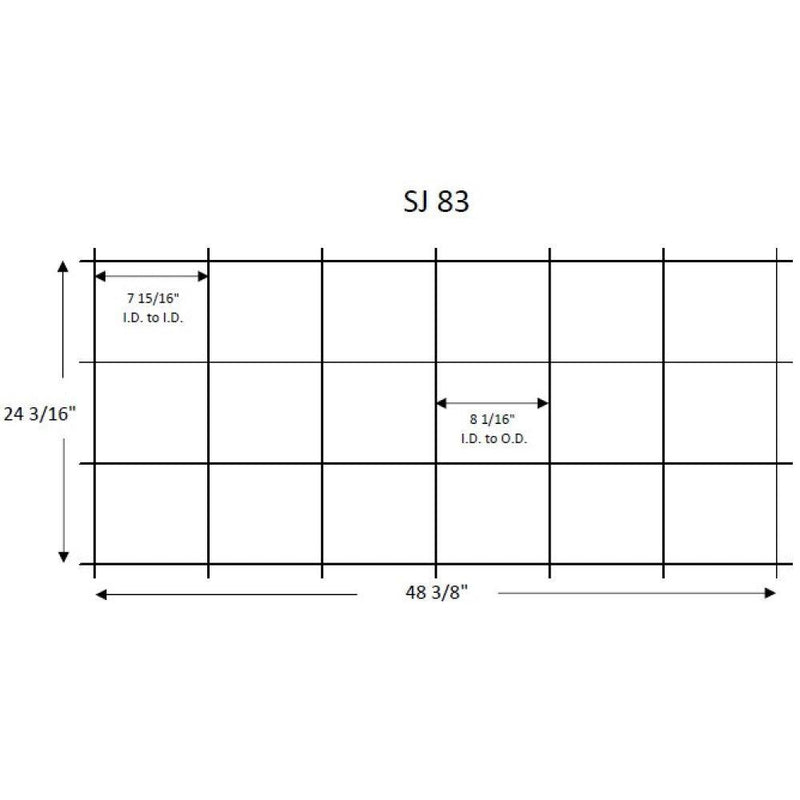 Quarry Tile Rack SJ83 plan: 48 3/8" wide, 24 3/16" tall, 8 1/16" pocket