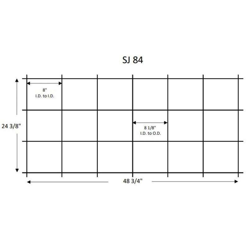 Quarry Tile Rack SJ84 plan: 48 3/4" wide, 24 3/8" tall, 8 1/8" pocket