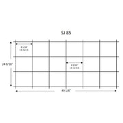 Quarry Tile Rack SJ85 plan: 49 1/8" wide, 24 9/16" tall, 8 3/16" pocket