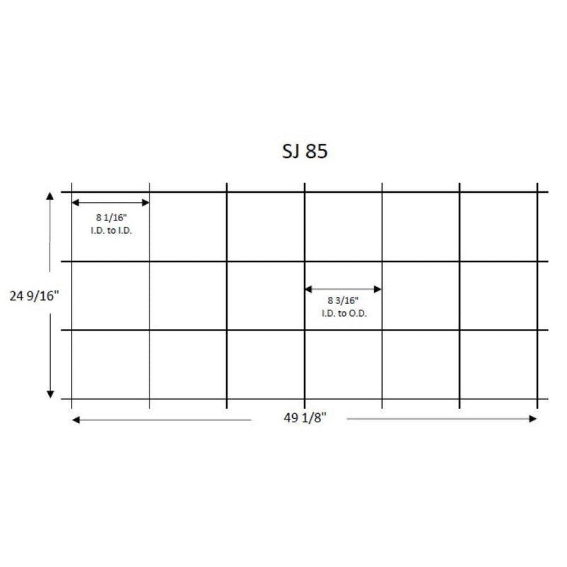 Quarry Tile Rack SJ85 plan: 49 1/8" wide, 24 9/16" tall, 8 3/16" pocket