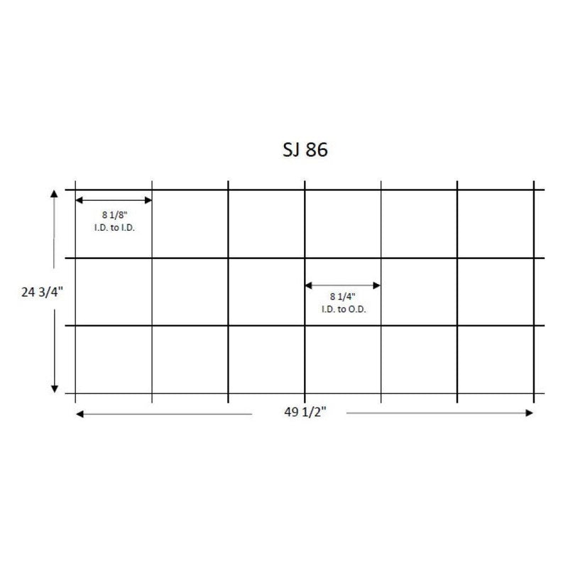Quarry Tile Rack SJ86 plan: 49 1/2" wide, 24 3/4" tall, 8 1/4" pocket