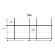 Quarry Tile Rack SJ88 plan: 50 1/4" wide, 25 1/8" tall, 8 3/8" pocket