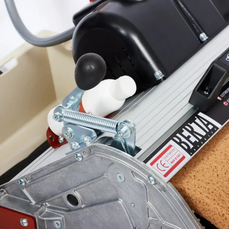 Close-up of a Berta grout cleaning machine defoamer storage on the machine for easy access.