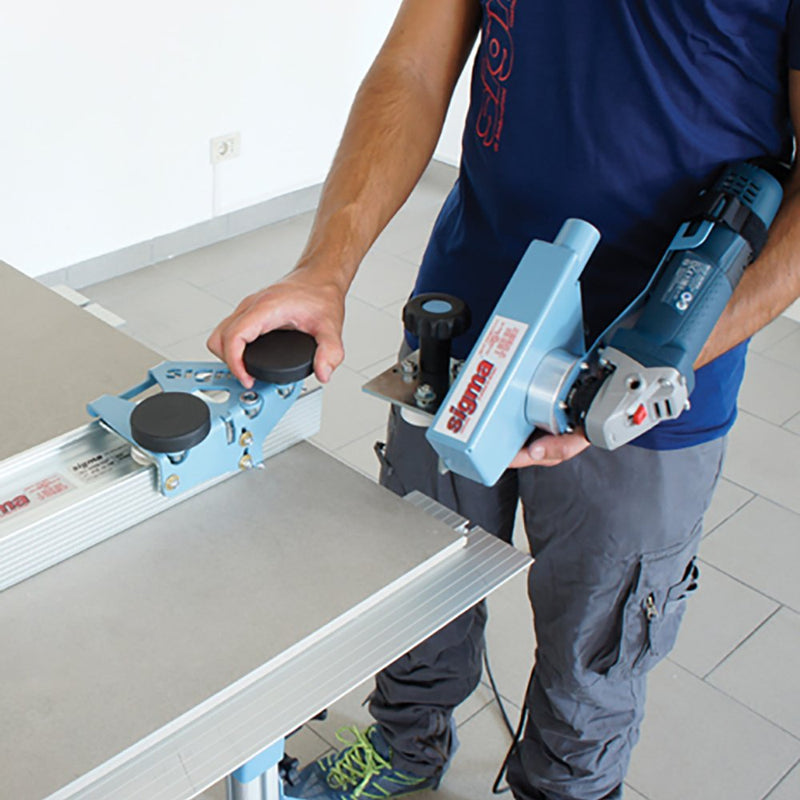 Sigma Keraflex Grinder attachement for rail to achieve precision cuting and mitering