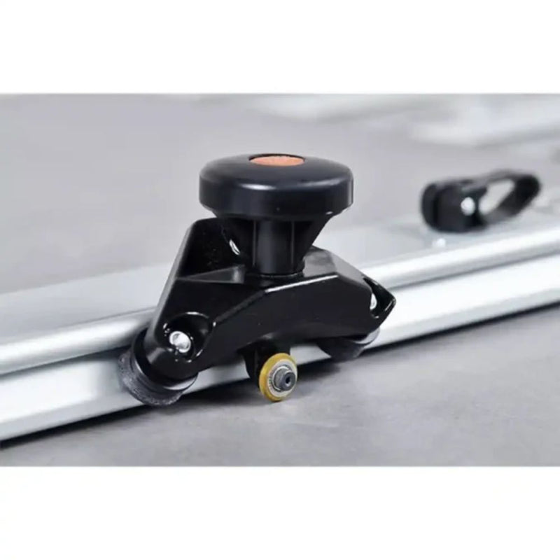 Close-up titanium scoring wheel with bearing on Raizor MkII