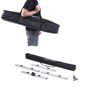 Modular cutting system set with black carry bag and four silver rails