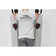 Raimondi tile transport handles with suction cups held by a worker
