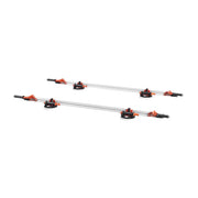 Large-format tile slab transport device with rail and orange suction cups