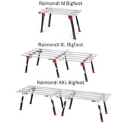 Raimondi Bigfoot work tables are available in 3 sizes