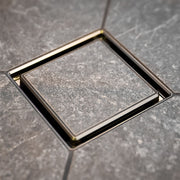 FloFx Satin Gold Drain - Tile In Grate design