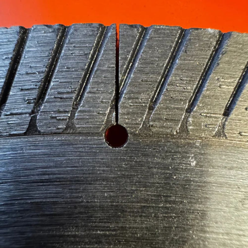 Close-up of chip-free tile cut with diamond blade