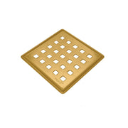 Gold drain cover with patterned square holes and beveled square edge
