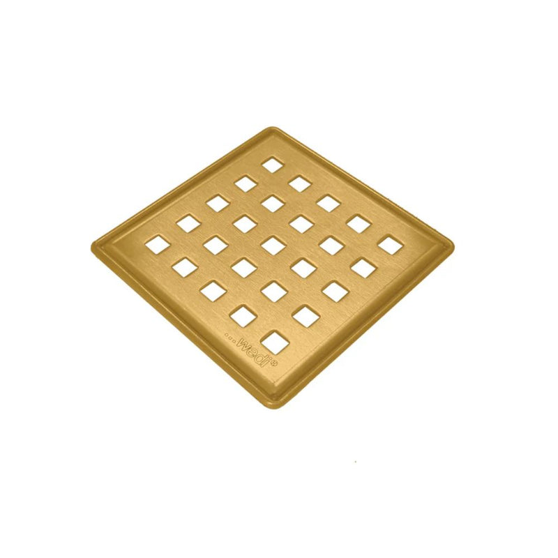 Gold drain cover with patterned square holes and beveled square edge