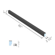 Dimensions of a 60 inch wedi shower curb on a white background