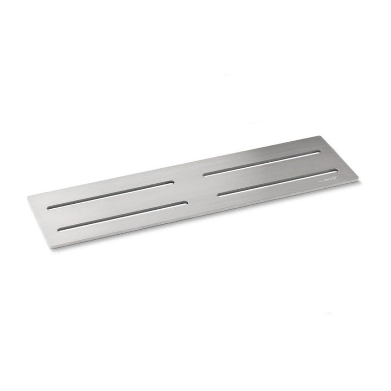 brushed stainless wedi premium shelf on a white background