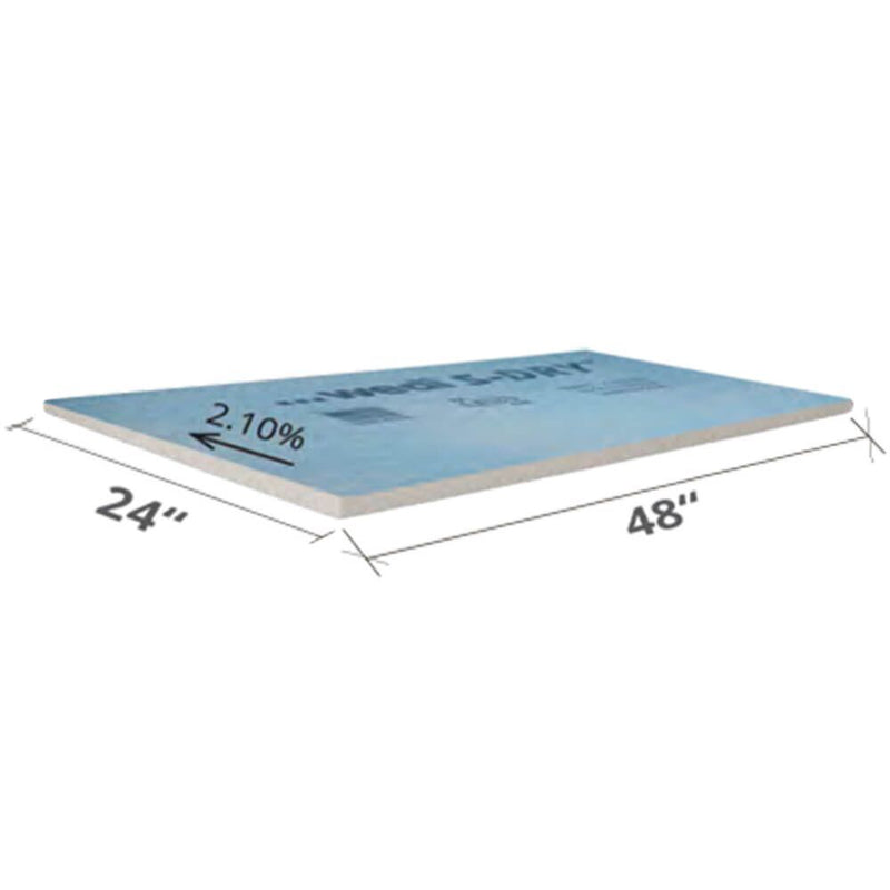 wedi S-Dry Shower Extensions, 48 in x 24 in panel, 2.10% slope