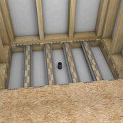 Overhead view of bracket system supporting recessed plywood