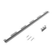 Bracket profiles and fasteners from wedi Ligno recess kit on white background