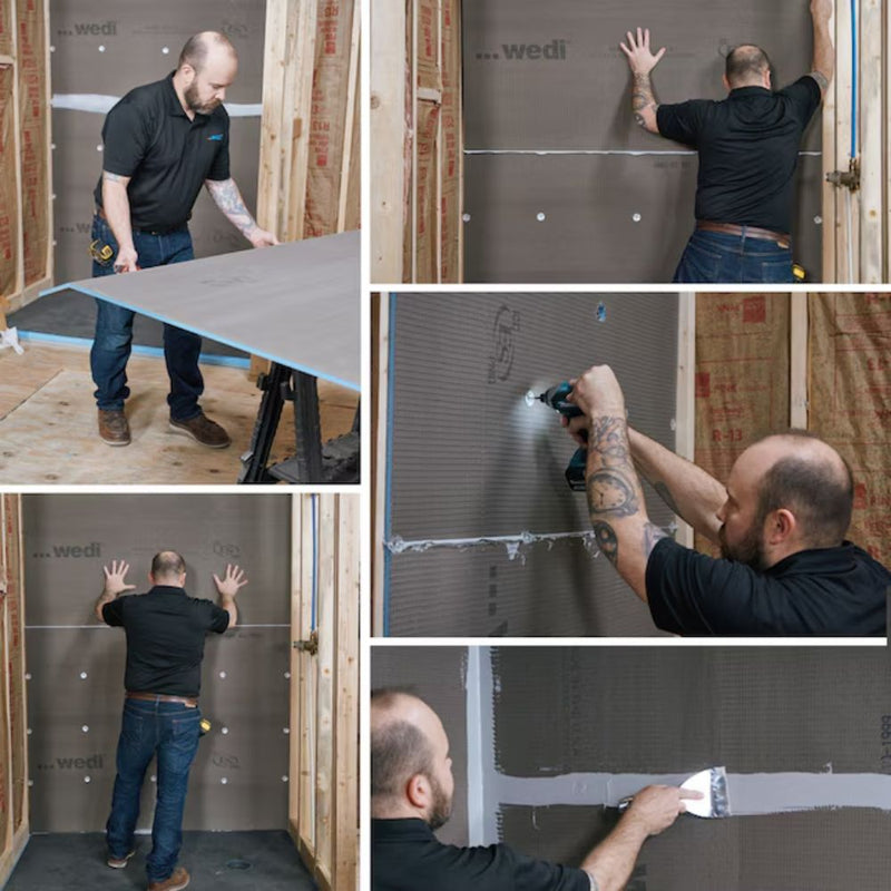 bathroom remodel using wedi building panels on walls