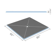 Shower tray with central drain, 60 x 60 inches, dark grey surface