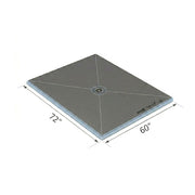 Shower tray with central drain, 60 x 72 inches, dark grey surface
