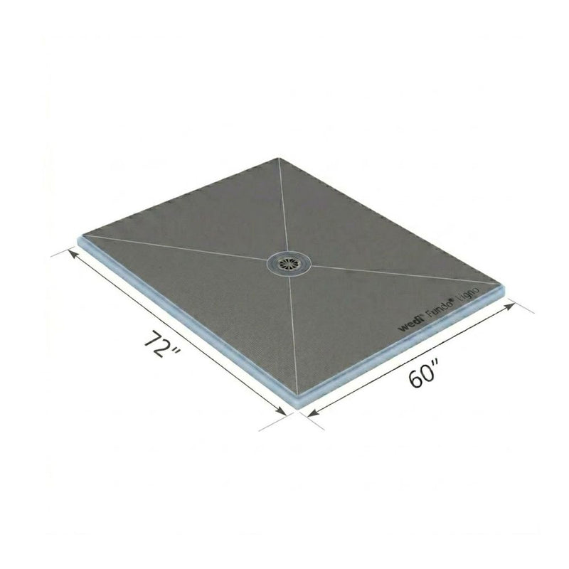 Shower tray with central drain, 60 x 72 inches, dark grey surface