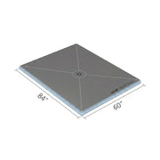 Shower tray with central drain, 60 x 84 inches, dark grey surface