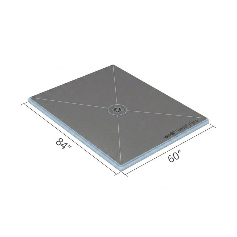 Shower tray with central drain, 60 x 84 inches, dark grey surface