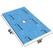 64" x 38" cut-to-size wedi S-DRY shower base for custom shower dimensions - center drain
