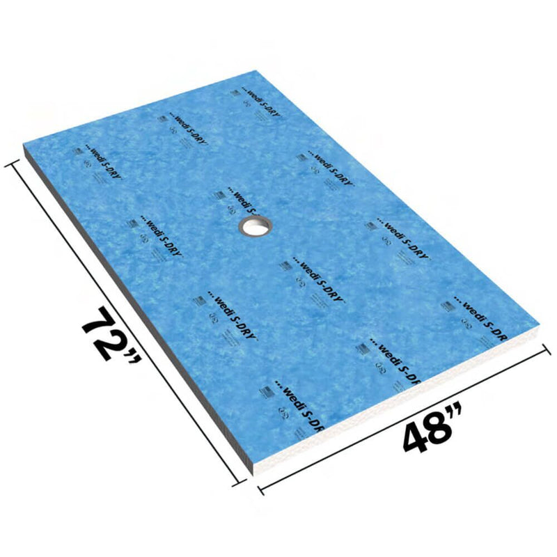 72" x 48" cut-to-size wedi S-DRY shower base for custom shower dimensions - center drain