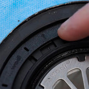 close-up of wedi S-DRY drain cover adjustment and alignment parts