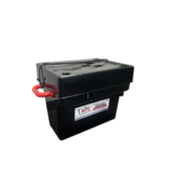 WrinGo mobile workstation, black cart with handle and red attachment