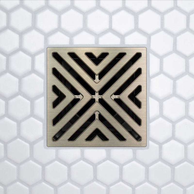 FloFX X-Factor Drain Grate in Brushed Nickel finish for compatible FloFX shower drain