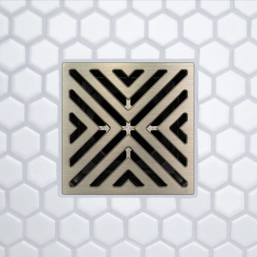 FloFX X-Factor Drain Grate in Brushed Nickel finish for compatible FloFX shower drain