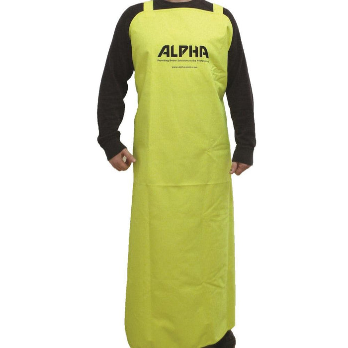  The Alpha Multi-Purpose Aprons are perfect for protection against dust, water, and chemicals in wet or dry environments. Made from waterproof D900 Oxford / PU Coated Material, these aprons are lightweight and comfortable, with a bright neon yellow color for greater visibility.