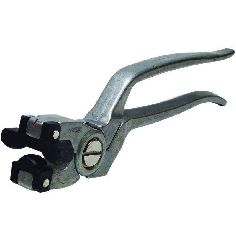 Alpha EZ Glass Running Pliers, which are lightweight aluminum pliers with high-density plastic jaws designed for clean and precise breaks on various thicknesses of glass from 5mm to 12mm. The off-set handle provides quick and clean breaks every time, making it a versatile and reliable tool for both novice and professional glass cutters.