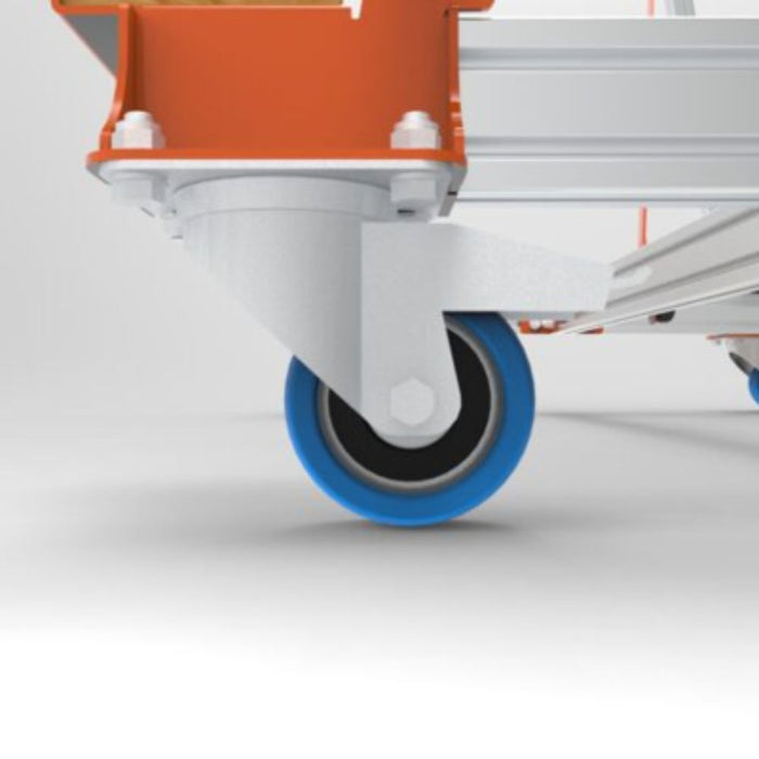 Swivel wheels with brakes on the BATTIPAV CARGO Trolley for easy maneuverability