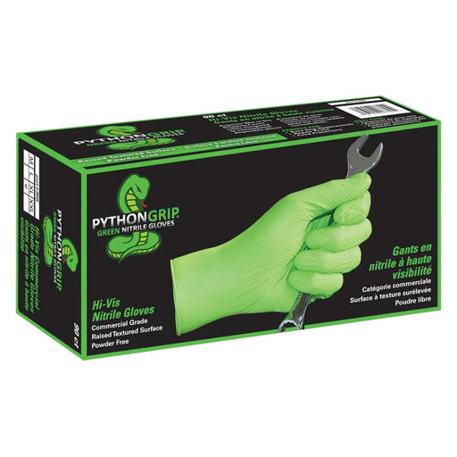 Python Grip Nitrile Gloves in Hi-Vis Green