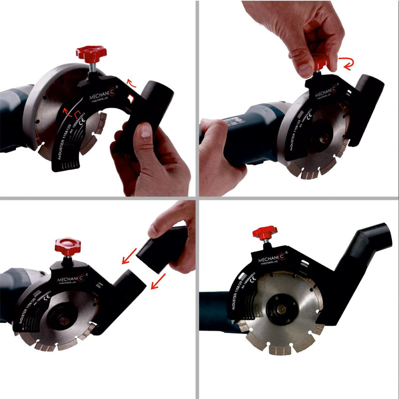 Angle Grinder Dust Shroud for Concrete Cutting (5”–9”) – side view