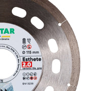 Diamond blade with brand name and specifications on a white background
