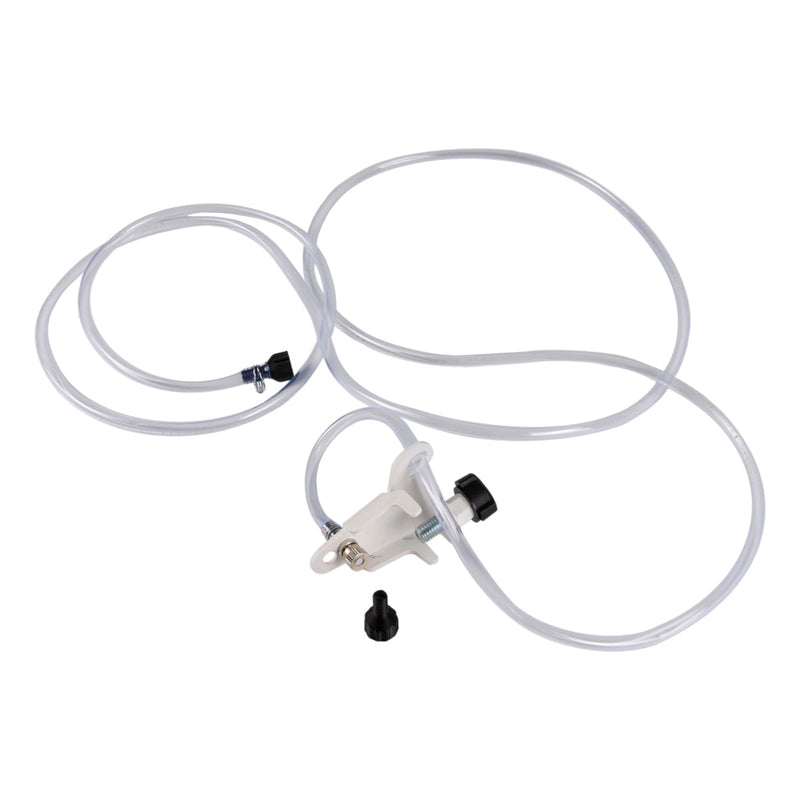 White plumbing kit with hoses and connectors on a white background