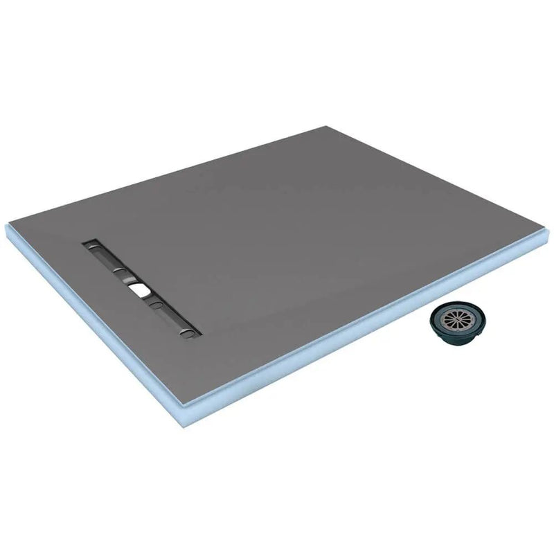 wedi Fundo Riolito linear curbless shower base with click and seal drain unit