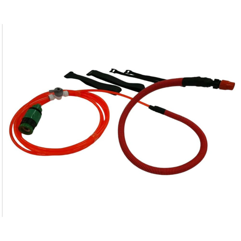 Hydrotail universal water attachment parts and accessories laid out after unboxing