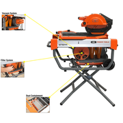 iQTS244 dry cut tile saw with stand with its unique features such as dust collection and filter